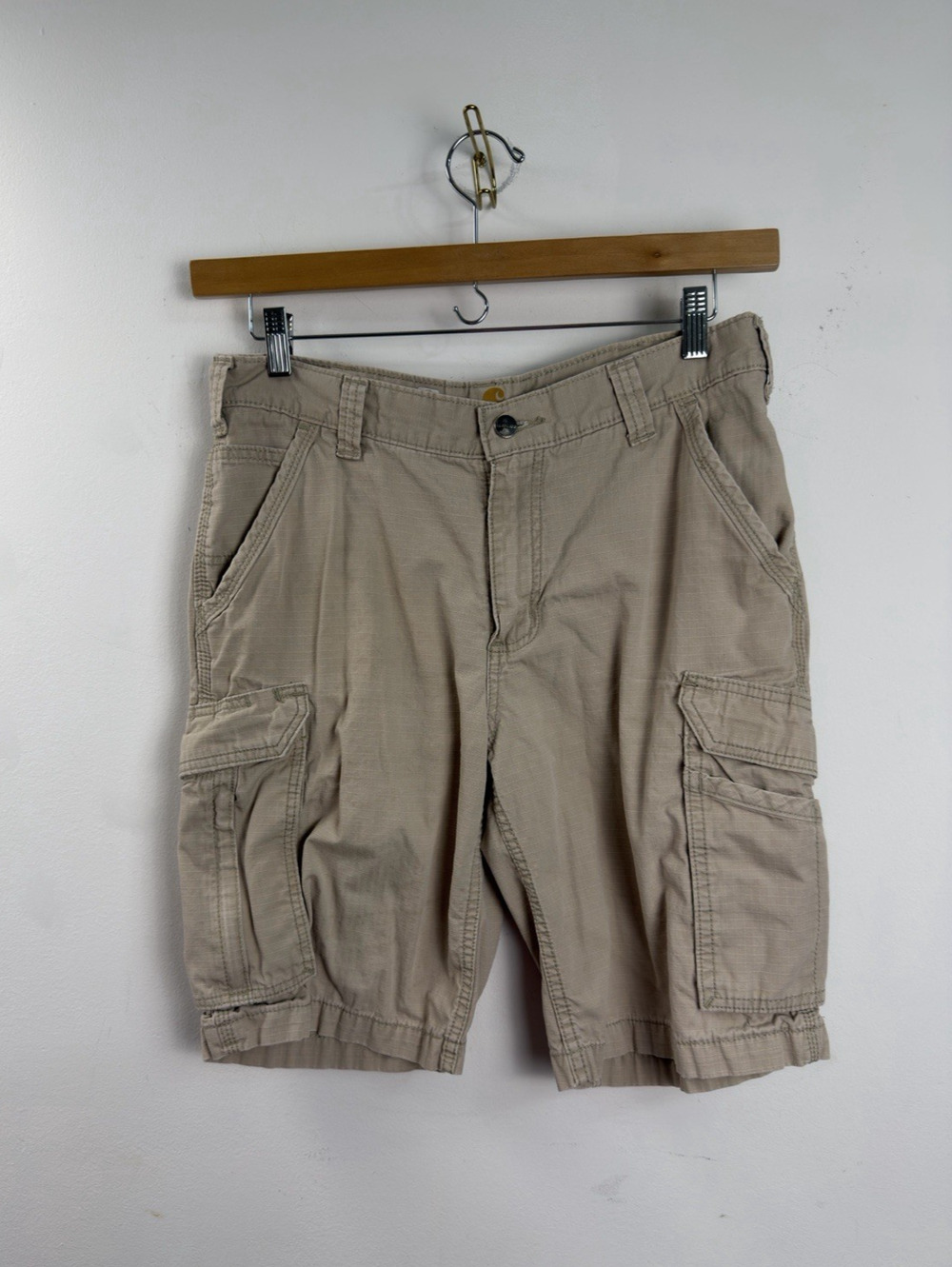 Carhartt Men's Relaxed Fit Ripstop Cargo Khaki Workwear Shorts Size 33